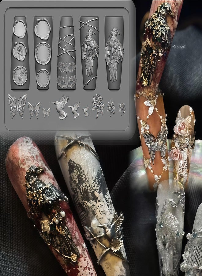 BHCCXZ 3D Crow Gel Nail Art Mold Arts Resin Seal Molds for Accessories Supplies Sealing Wax Silicone Tools Nails Style - Image 2